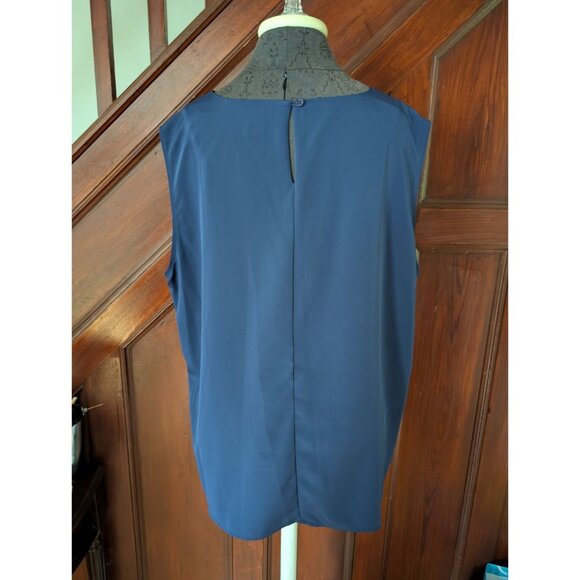 Notations Womens Plus Size 2X Sleeveless Navy Blue Blouse Top - Picture 3 of 7